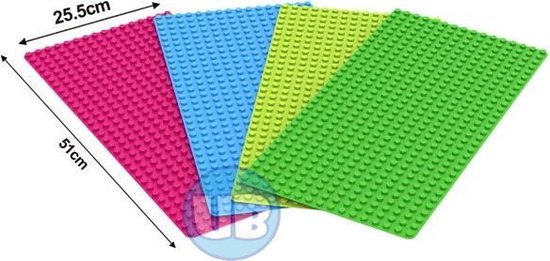 Uniblocks Bouwplaat 4 stuks voor bouwblokken 51x25,5 cm 4 kleuren -  donkergroen,... | bol.com