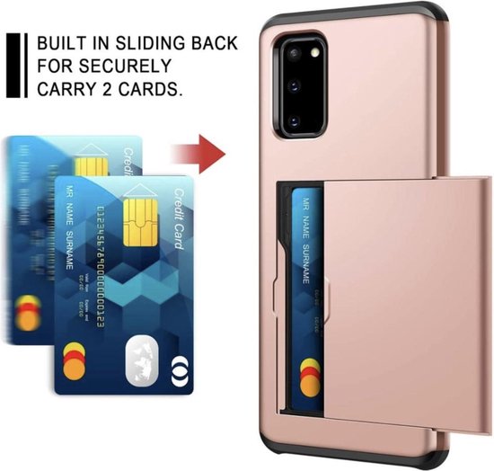 Étui pour cartes Samsung Galaxy S20 - Rose - Emplacement pour cartes antichoc - PC dur - Porte-cartes