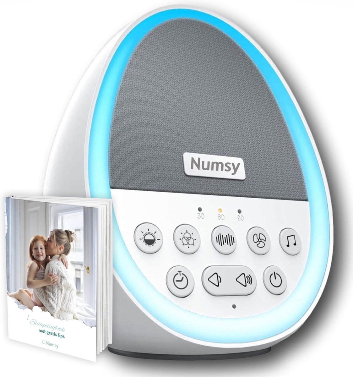 Numsy NightCalm White Noise Machine Baby - Slaaptrainer - Witte Ruis Volwassenen - Slaaphulp - Slaa
