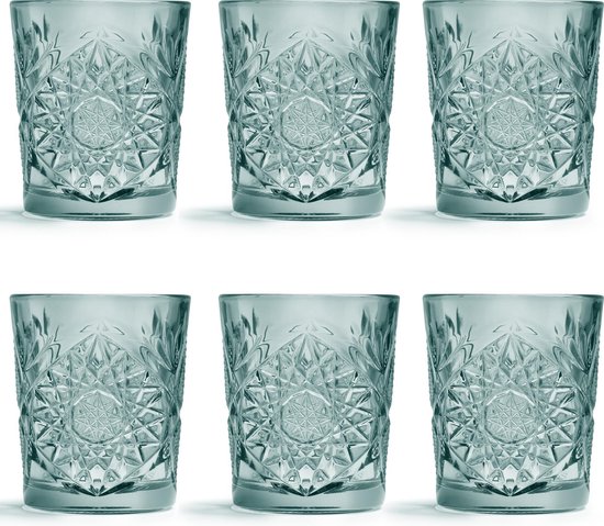 Libbey Drinkglas Hobstar - Groen - 355 ml / 35,5 cl - 6 stuks - vintage design - vaatwasserbestendig - hoge kwaliteit
