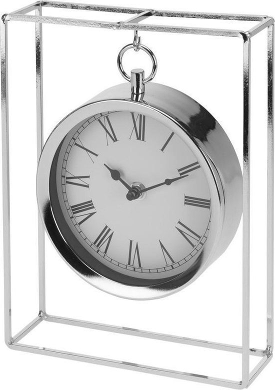 knelpunt Nacht mezelf Zilveren staande klok decoratie 26 cm metaal - Tafelmodel tafelklok -... |  bol.com