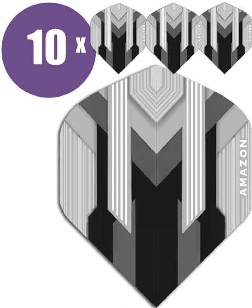 ABC Darts - Dart Flights - Amazon silver Zwart - 10 sets (30 st.)