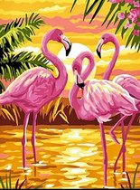 Diamond painting set flamingo - dieren - hobby - 30 cm bij 40 cm - volwassenen en jongeren - creatief - vierkanten stenen