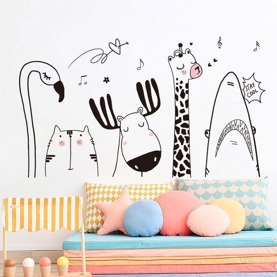 Muursticker | Coole Dieren | Wanddecoratie | Muurdecoratie | Slaapkamer | Kinderkamer | Babykamer | Jongen | Meisje | Decoratie Sticker