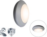 QAZQA bertina - Moderne LED Dimbare Wandlamp met Dimmer voor buiten - 1 lichts - D 70 mm - Grijs - Buitenverlichting