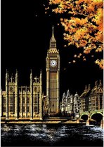 Kras Tekening Groot N (41x28cm) - London | Krastekening Big Ben Engeland | Krastekeningen pakket | Scratch Art / Painting | Kraskaarten | Krasfolie
