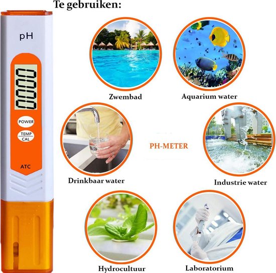 Professionele ph meter - digitale ph meter- +INCL 3 kalibratie poeders- Wit