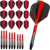 Dragon Darts – Harrows - Combi kit – Quantum – 3 sets darts shafts – 4 sets darts flights - Rood - Cadeau