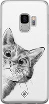 Samsung S9 hoesje siliconen - Peekaboo | Samsung Galaxy S9 case | zwart | TPU backcover transparant