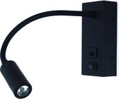 Wandlamp Easy Led Zwart - LED 3W 3000K 180lm - USB - FLEX - IP20 > wandlamp binnen zwart | wandlamp zwart | leeslamp zwart | bedlamp zwart | flex lamp zwart | led lamp zwart | usb