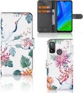Telefoonhoesje Huawei P Smart 2020 Wallet Bookcase Bird Flowers
