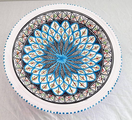 Handgemaakte en handbeschilderde authentieke Marokkaanse diep groot bord  (tebsi ) 33cm | bol.com
