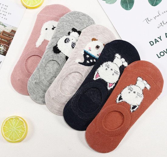 5 paires / lot mignon Harajuku Animal Chaussettes femmes été Style coréen chat ours lapin drôle bas cheville chaussette