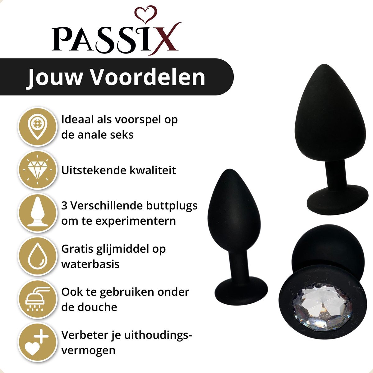 Passix® Buttplug Set voor Man and Vrouw Incl