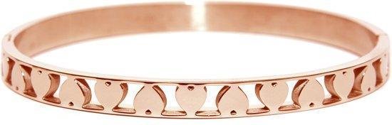 CO88 Collection Sense 8CB 90095 Stalen Bangle met Hartjes - One-size (60x50x6 mm) - Rosékleurig