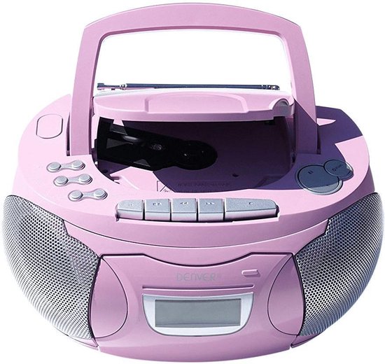 Denver TCP39 Draagbare boombox met CD en cassette speler Roze