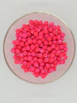 acrylic kralen, soft touch, neon roos mat, rond, 8mm diameter, 230 stuks