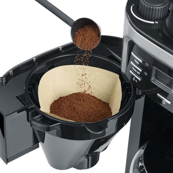 Severin KA 4810 Filter Koffiezetapparaat met bonenmaler - Glazen kan - Aromaselectie - Timerfunctie - Zwart / Rvs