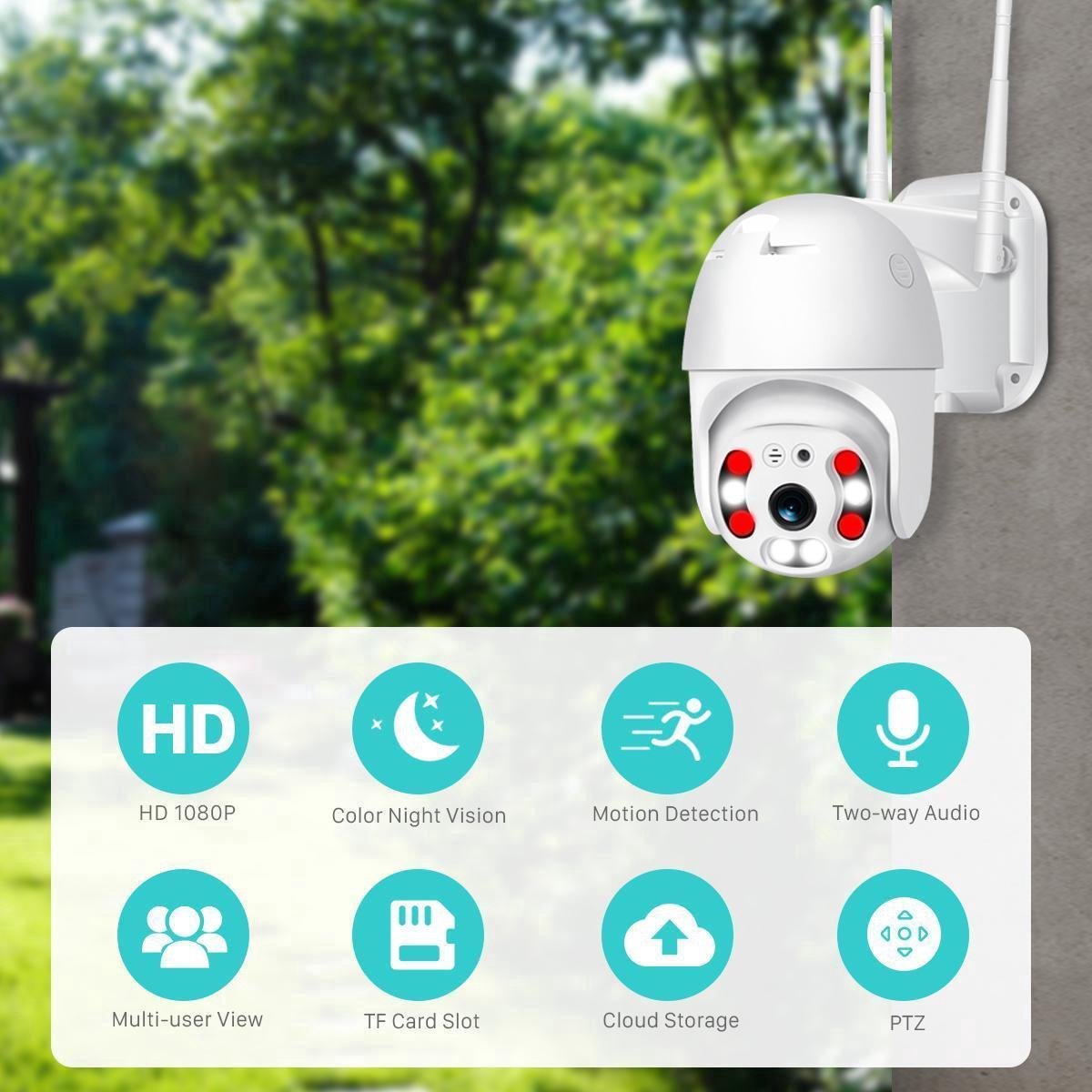 Fuegobird Full HD 1080P Wifi Smart Bewakingscamera's - PTZ IP Camera - IP66 Waterdichtheid - Binnen en Buitengebruik - Dual band WIFI - ONVIF - Wit – foto 4