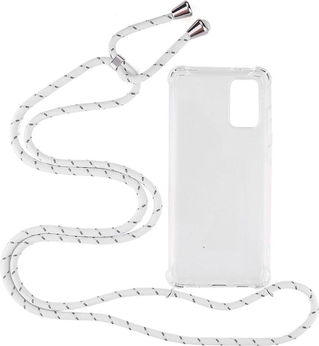 Shop4 - Samsung Galaxy S20 Plus Hoesje - Zachte Back Case met Koord Multi Wit
