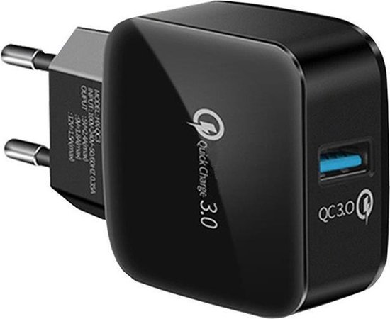Quick Charger - 3A Adapter - USB snellader voor iPhone en Samsung - zwart