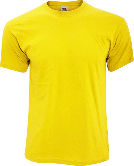 Foto: Fruit of the loom heren screen stars origineel vol cut t shirt met korte mouwen zonnebloem geel 