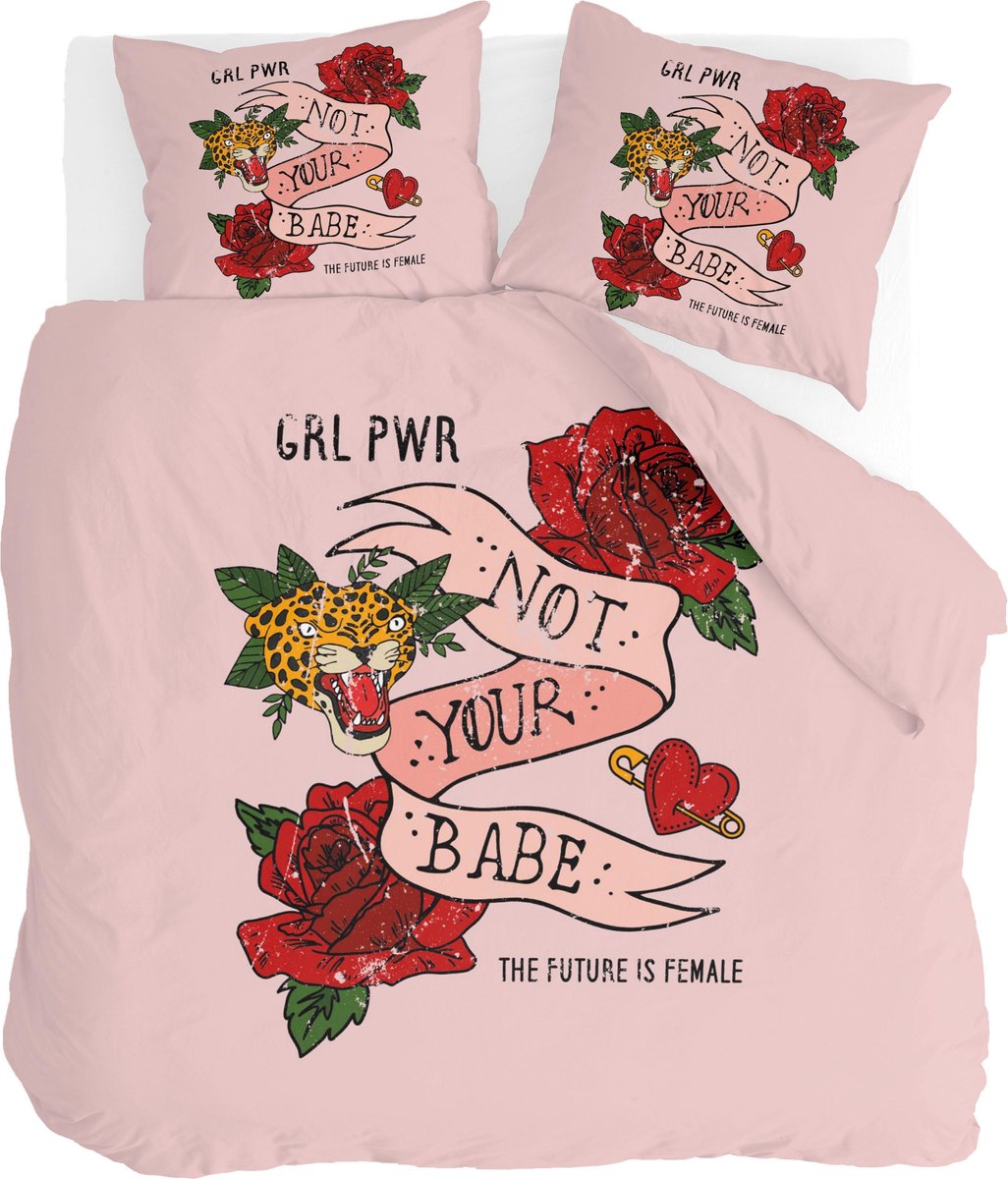 Byrklund Dekbedovertrek Not Your Babe - 200x220 - 100% Katoen - Roze