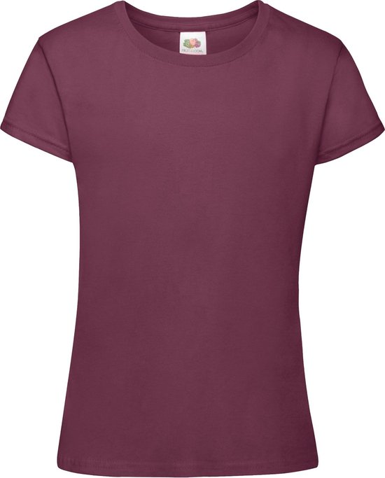 Fruit Of The Loom Meisjes Zachtgesponnen T-shirt  Korte Mouwen (2 stuks) (Bordeaux)