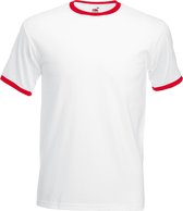 Fruit Of The Loom Heren Ringer T-shirt met korte mouwen (Wit/Rood)