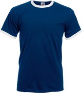 Fruit Of The Loom Heren Ringer T-shirt met korte mouwen (Marine/ Wit)