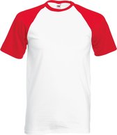 Shortsleeve Baseball T-shirt (Wit / Rood) XL