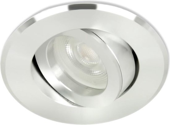 LED Midi inbouwspot Scott -Rond RVS Look -Extra Warm Wit -Dimbaar -3.6W -Integral LED