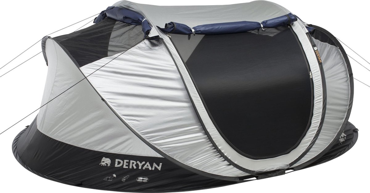 Opiaat munt Roest Deryan Luxe Cocoon Pop Up Tent - Anti-UV 50+ 2 Seconds - Zilver/ Zwart - 4  Persoons | bol.com