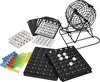 Afbeelding van het spelletje Bingo spel zwart/wit complete set 21 cm nummers 1-90 - Bingospel - Bingo spellen - Bingomolen met bingokaarten - Bingo spelen