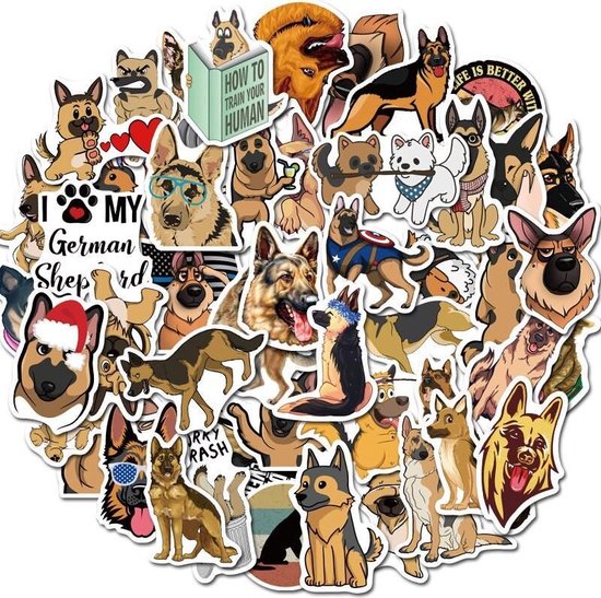 Duitse herder sticker - 50 stickers - Honden - voor auto, laptop, muur, journal bol.com