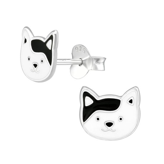 Boucles d'oreilles Princess Chien White - E-Coating Argent 925 - Chien - 7x8mm