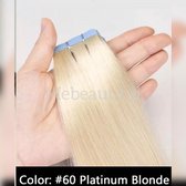 Tape Hair Extensions  kleur 60 platinablond Stikker 50gram/2,5gram stuk dik&volle punten