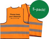 Keep distance safety vests - houd afstand hesjes engels - oranje hesjes - 5 pack