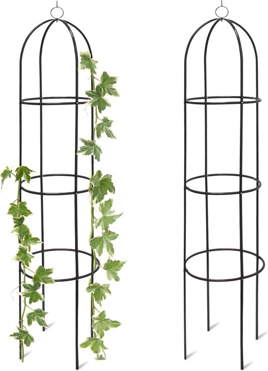 Relaxdays 2 x rankhulp vrijstaand – obelisk metaal – rozen – ranken – plantenrek - tuin