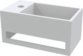 Lavabo de Toilette - Cabinet de toilette WC Surface solide - Blanc mat Gauche 36x16 cm