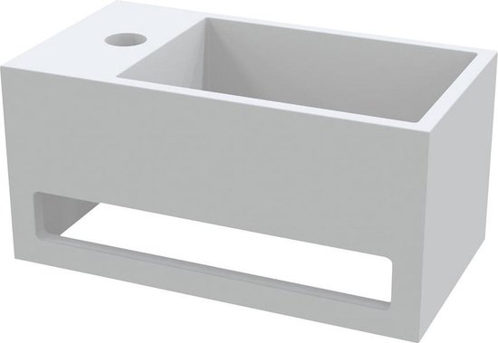 wijn Schilderen Verslijten Diamond Line - Fontein Toilet - 36x16cm - Links - Mat Wit - Solid Surface |  bol.com