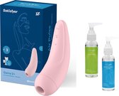 Satisfyer Curvy 2+ – Met app en Bluetooth – Luchtdruk vibrator met Vibratie – Licht roze Incl Pleasure Glide Glijmiddel & Toy Cleaner