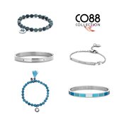 CO88 COllection 8CO Set058 Armband dames set 5 stuks - Blauw - Staal - Zilverkleurig