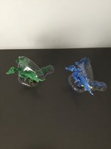 Plastoy Groene + blauwe draak set van 2