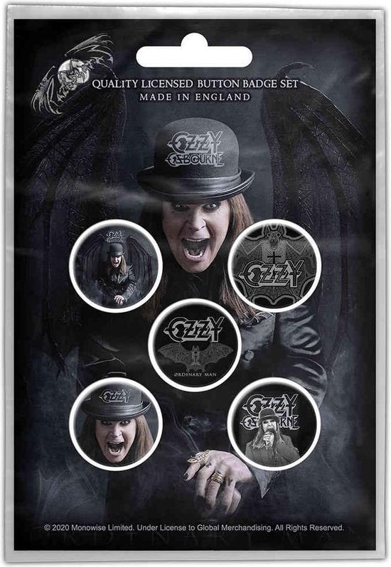 Ozzy Osbourne Badge / bouton Ordinary Man Set de 5 Multicolores