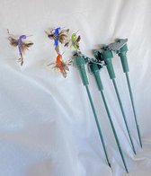 Kolibries die vliegen op solar zonne energie (werkt ook met batterij ) per set van 4 stuks