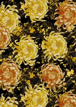 Cadeaupapier Metallic Bloemen Goud- Breedte 30 cm - 150m lang