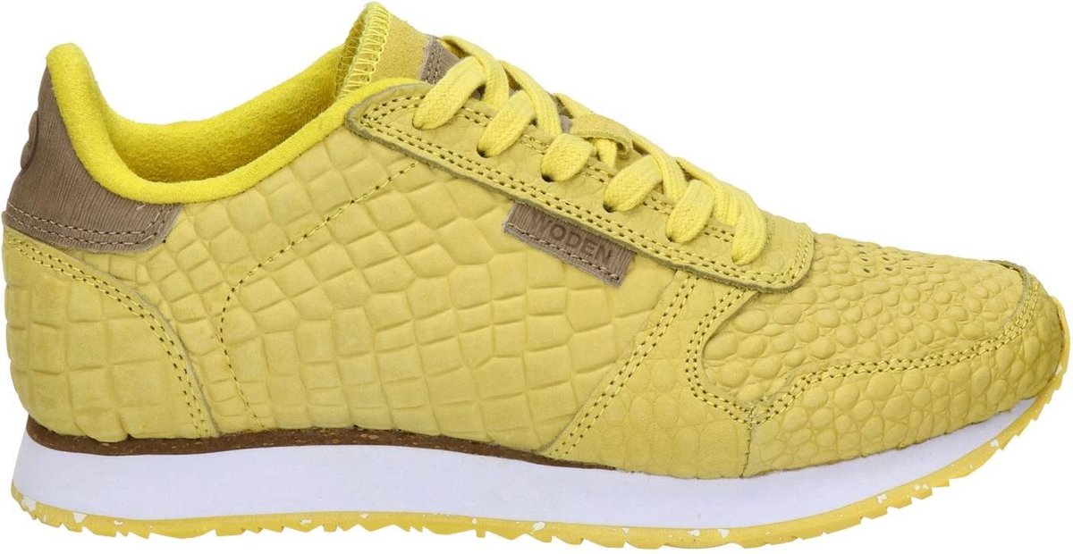 Woden Ydun Croco dames sneaker - Geel - Maat 37 | bol.com