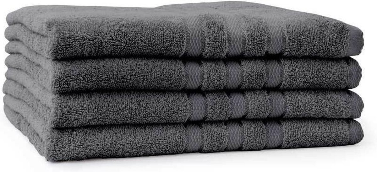 LINNICK Pure Handdoeken Set - Douchelaken - 100% Katoen - Dark Grey - 70x140cm- Per 4 Stuks