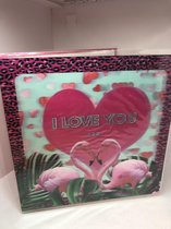 Valentijnskaart kaart Flamingo's tekst 'I love you' Wenskaart 3D Animatie - Liefde - Verjaardag - Met envelop